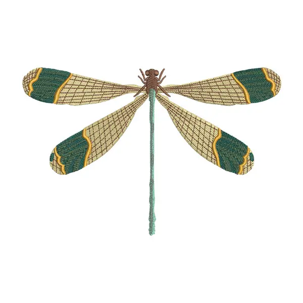 Dragonfly Embroidery Design – Exotic Green Insect Machine Embroidery File
