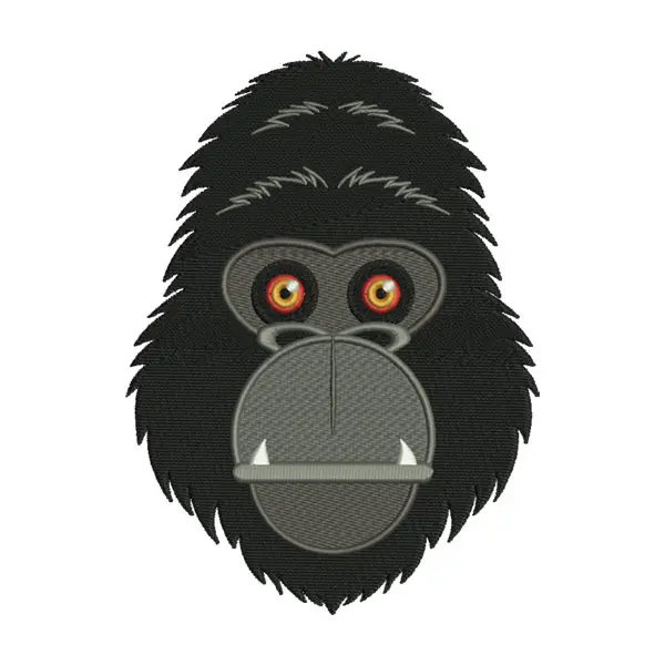 Gorilla Face Embroidery Design