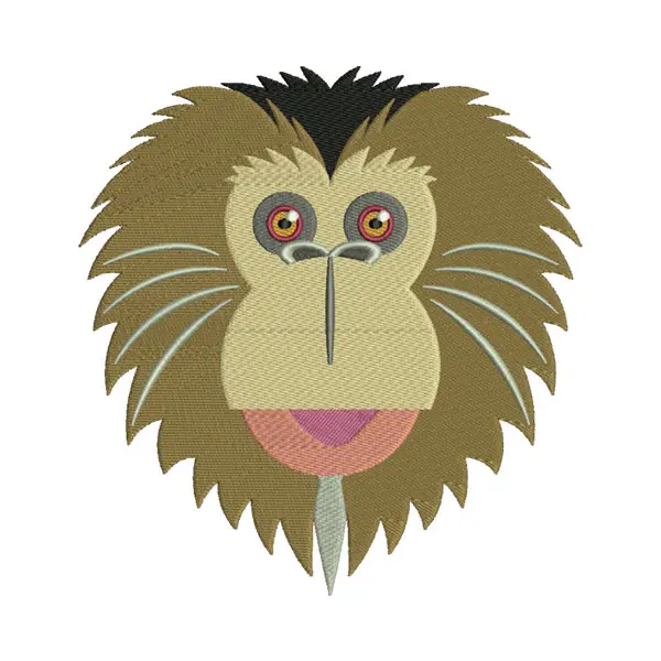 Japanese Macaque Embroidery Design