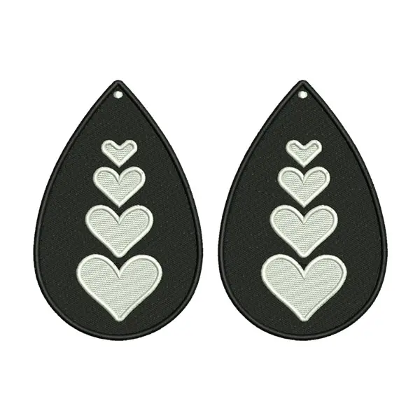 Heart Earrings Embroidery Design