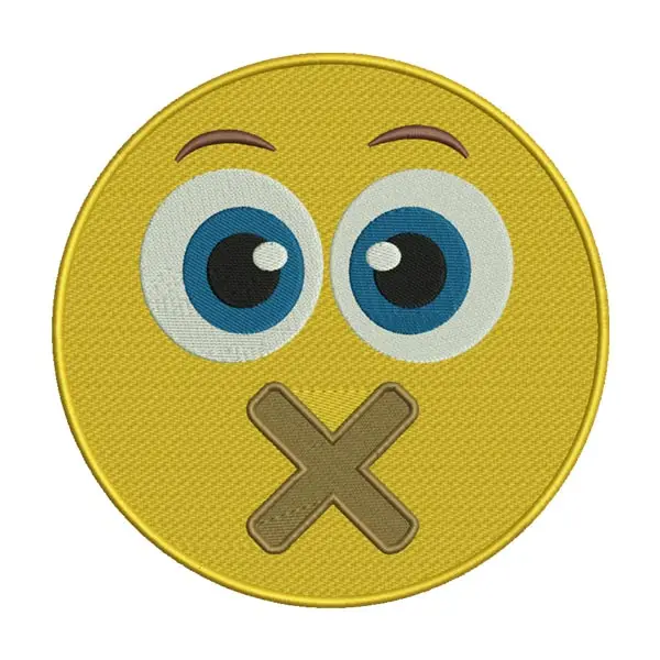 Cross-Mouth Emoji Embroidery Design