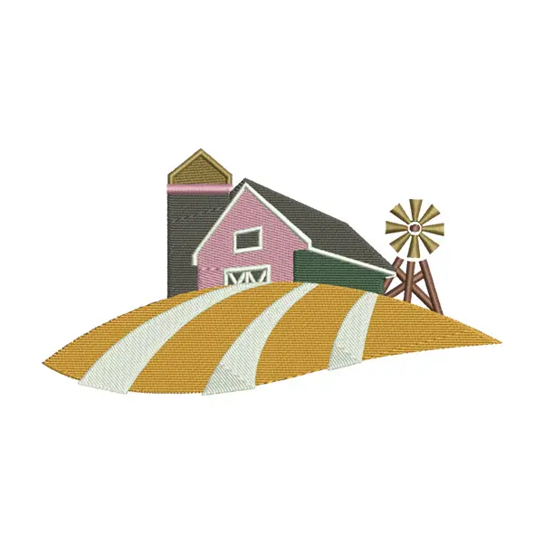 Vintage Barn House Embroidery Design
