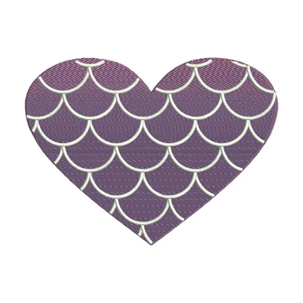 Purple Mermaid Heart Embroidery Design