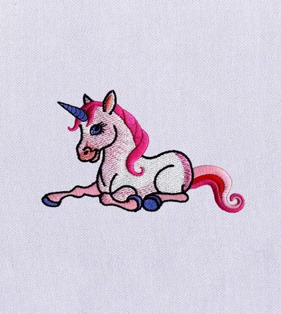 Cute Sitting Unicorn Embroidery Design