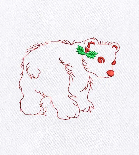 Red Bear Applique Embroidery Design
