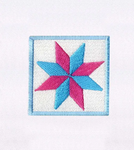 Pink & Blue Star Quilt Block Embroidery Design