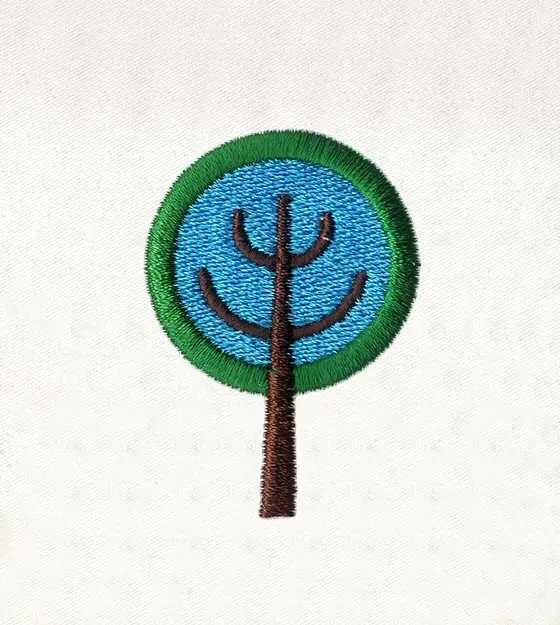 Green & Blue Tree Embroidery Design
