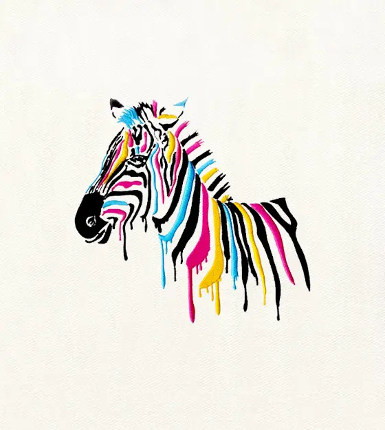 Rainbow Zebra Embroidery Design