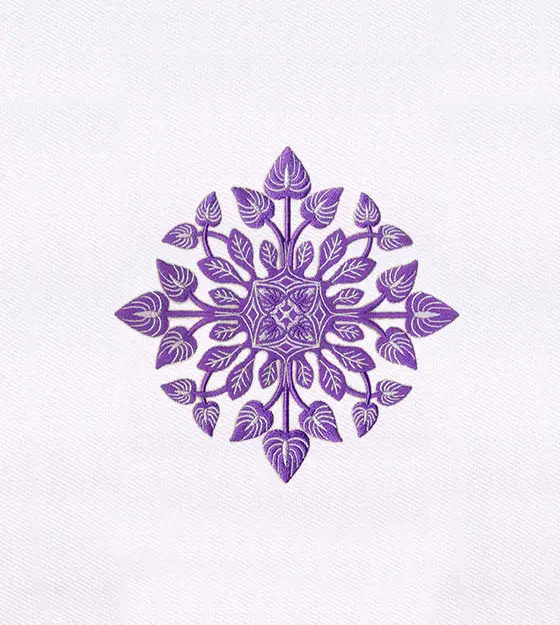 Purple Geometric Leaf Mandala Embroidery Design