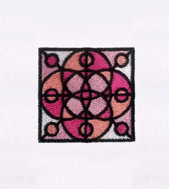 Exquisite Pink Geometric Circle Pattern Embroidery Design