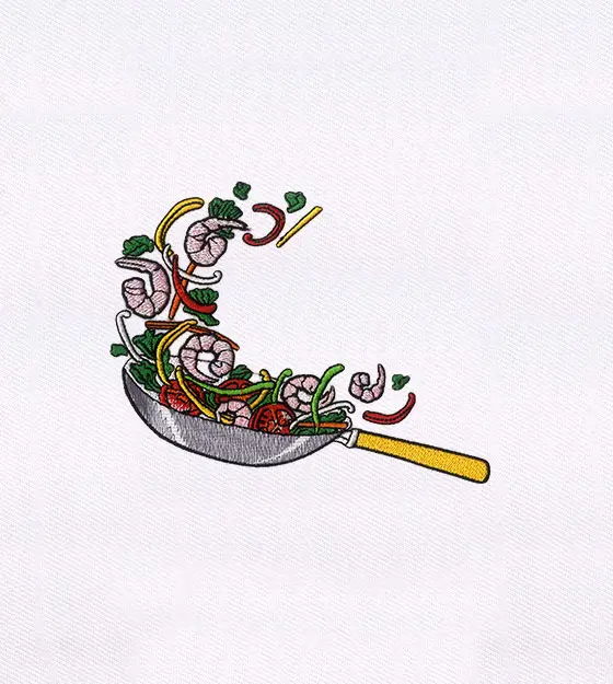 Japanese Sushi Prawn Seafood Frying Pan Embroidery Design