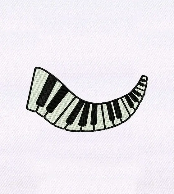Curved Piano Keyboard Embroidery Design