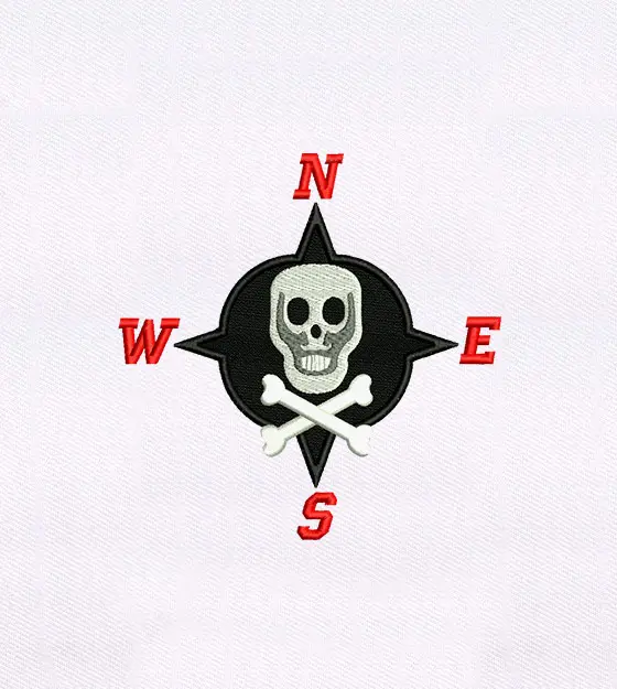 Skull Compass Embroidery Design
