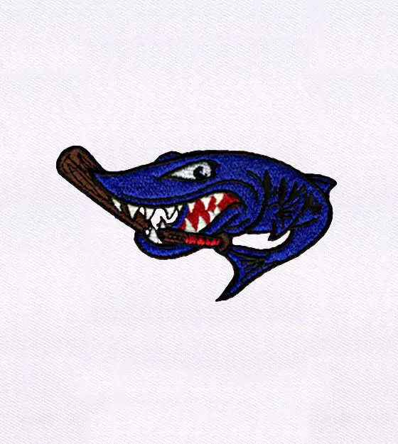 Shark Baseball Embroidery Design