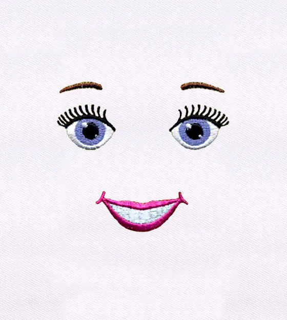 Smiling Cartoon Face Embroidery Design