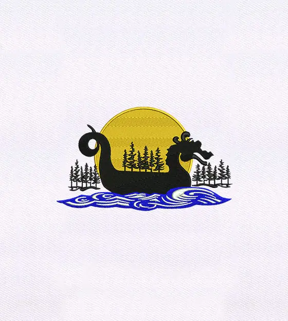 Lake Monster Silhouette Embroidery Design