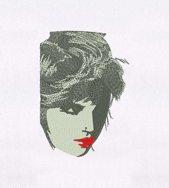 Artistic Woman Face Silhouette Embroidery Design
