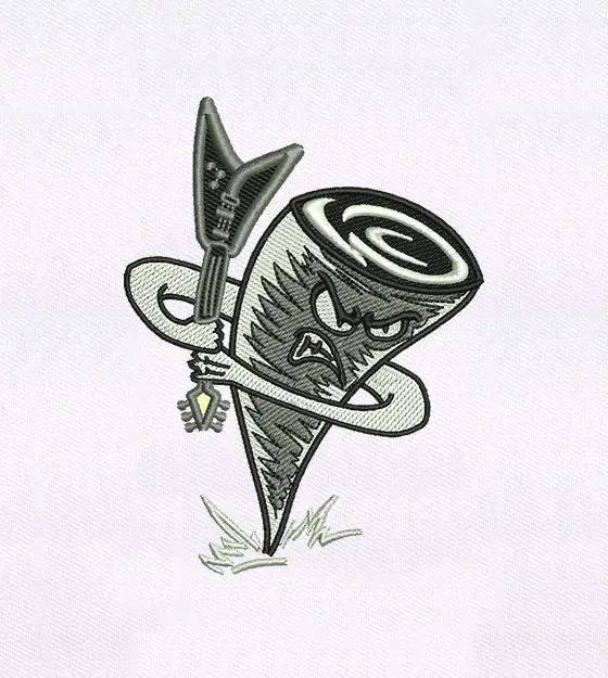 Angry Spinning Guitar Tornado Cartoon Embroidery Design