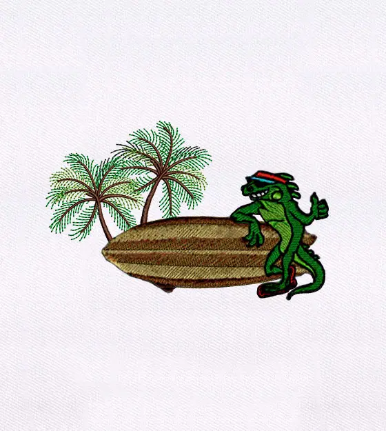 Beach Enjoying Iguana Embroidery Design