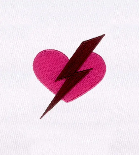 Heart and Lightning Embroidery Design
