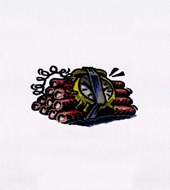 Red Ticking Time Bomb Embroidery Design