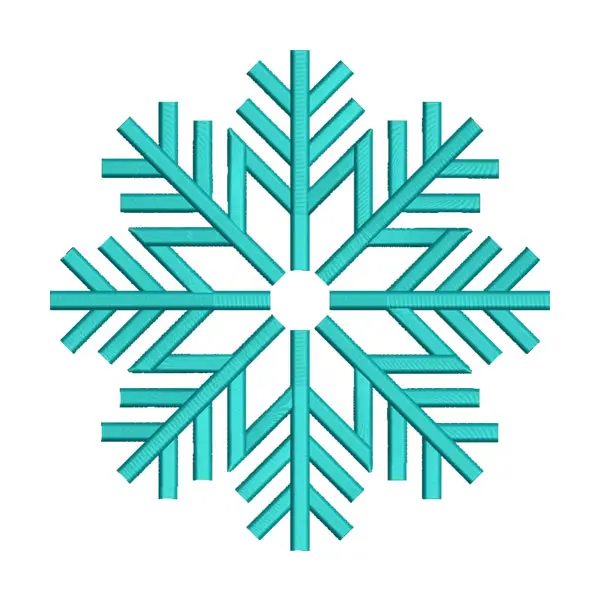 Marvelous Cyan Flower Plant Snowflake Embroidery Design