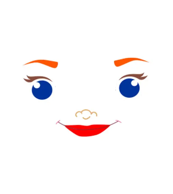Blue Beady Eyed and Red Lips Mermaid Face Vector Art