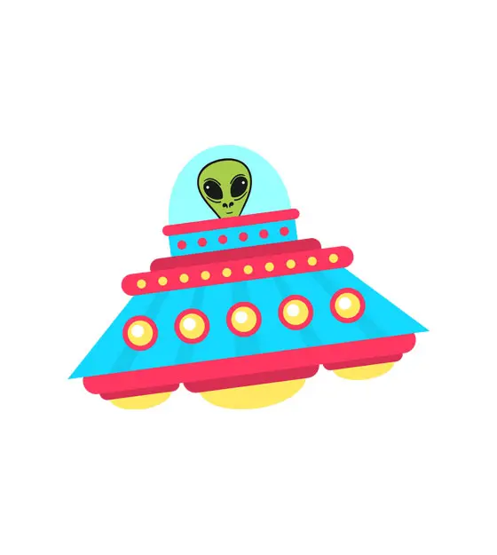 Blue and Red Color Extraterrestrial UFO Vector Art