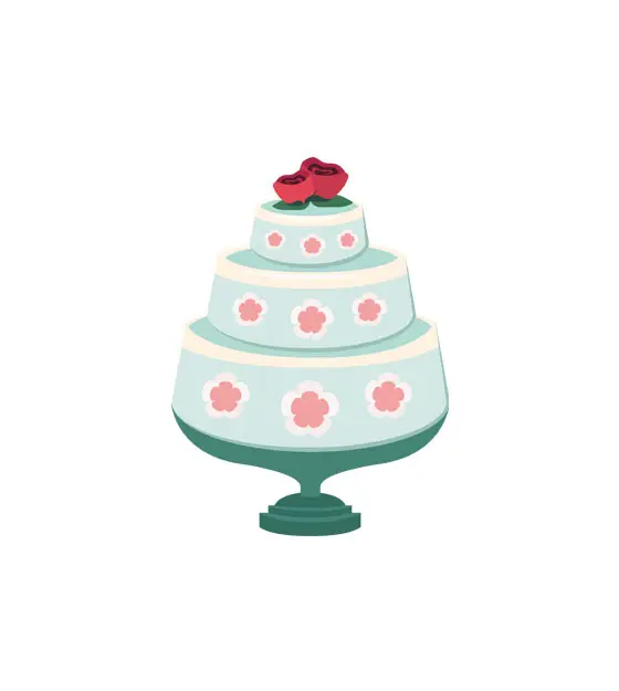 Exquisite Rose Wedding Cake Vector
