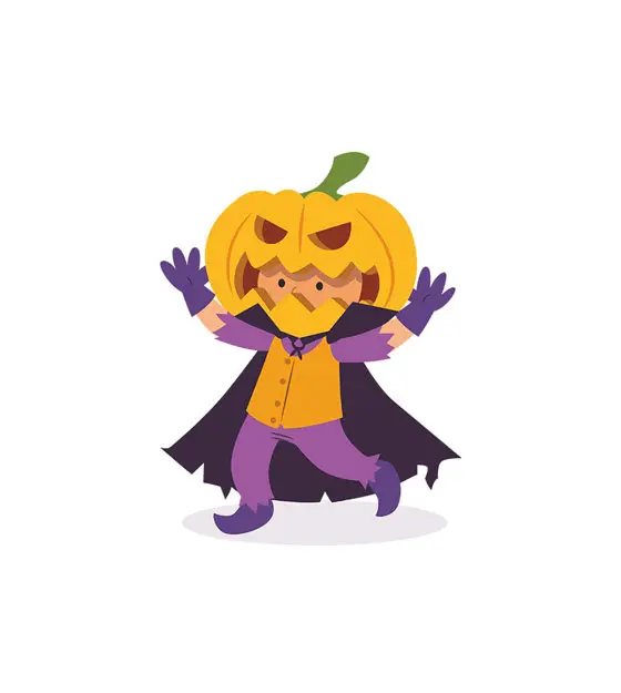 Jack O' Lantern Halloween Kid Costume Vector Art