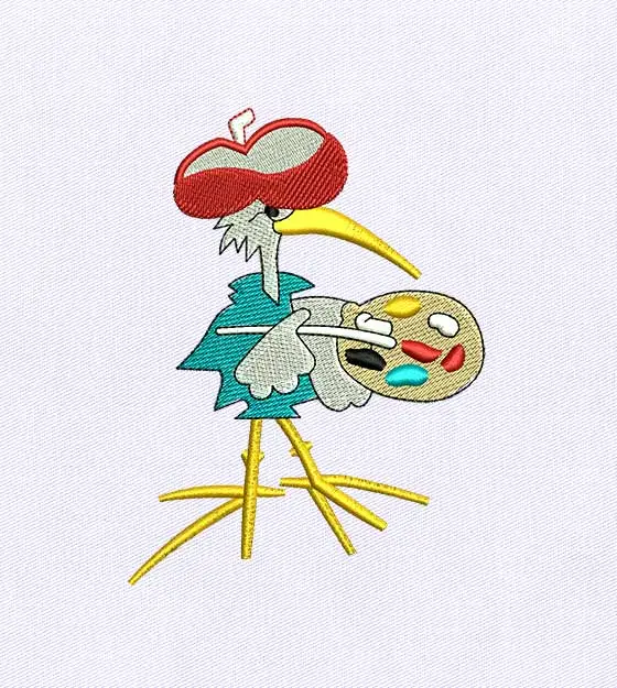Artistic Painter Duck Embroidery Design
