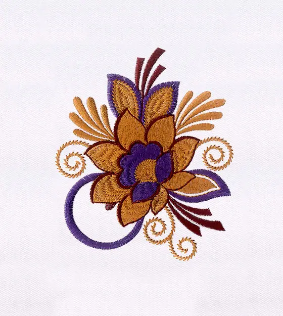 Intricately Detailed Purple Flower Embroidery Design