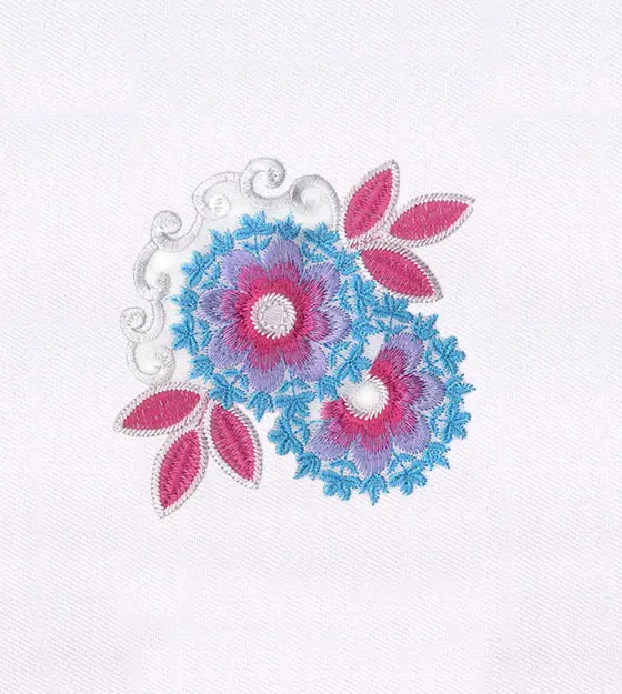 Precious Pink and Purple Flowers Embroidery Design