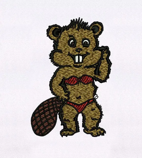 Swimming Costume Adorned Beaver Embroidery Design