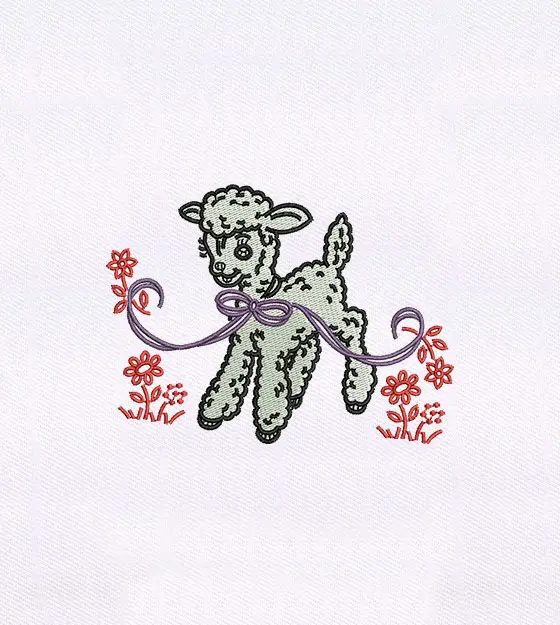 Purple Bow and Mary’s Little Lamb Embroidery Design