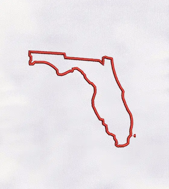 Fantastic Florida Map Outline Embroidery Design
