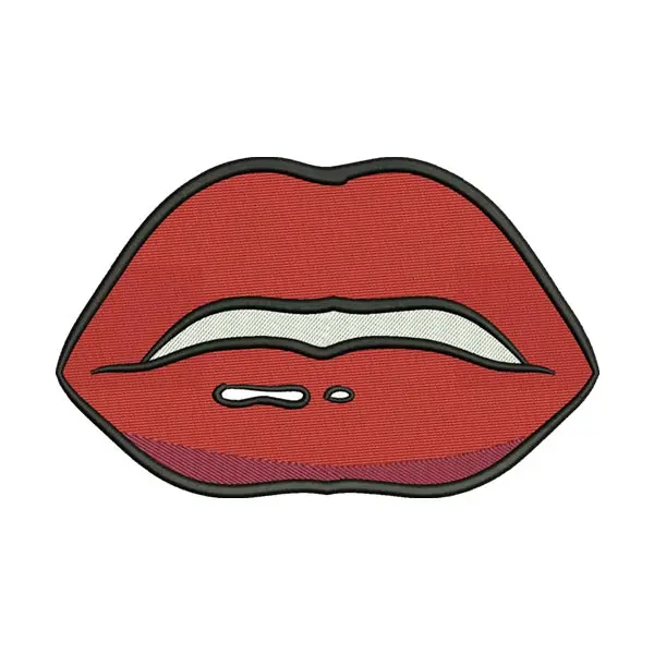 Red Lips Embroidery Design