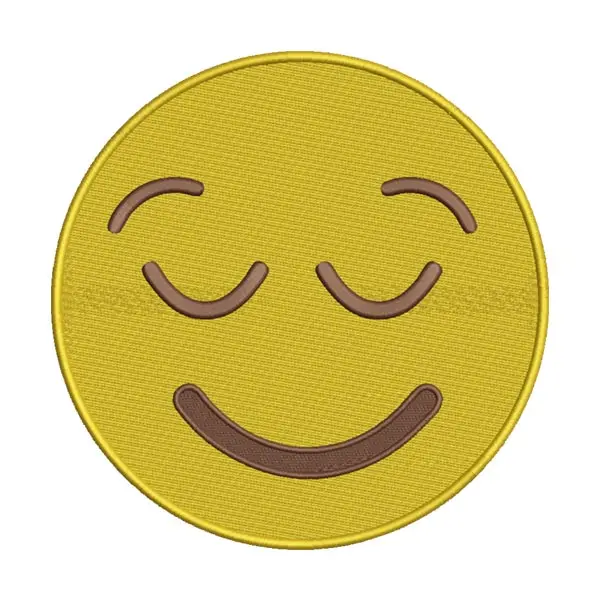 Relieved Face Emoji Embroidery Design