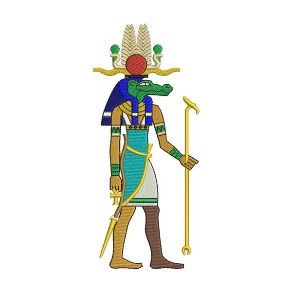 Sobek Egyptian God Embroidery Design