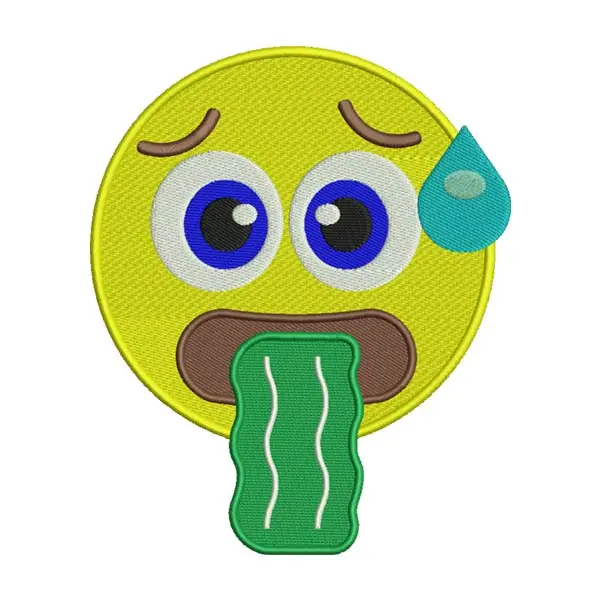 Sweating Vomit Emoji Embroidery Design
