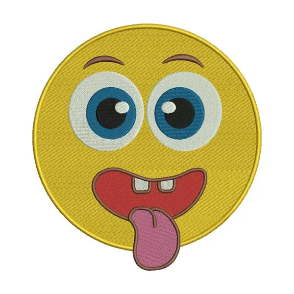 Tongue-Out Smiling Emoji Embroidery Design