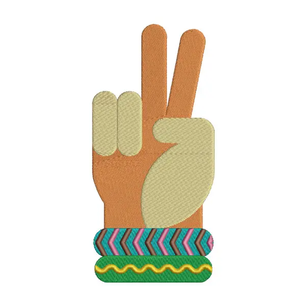 Peace Hand Sign Embroidery Design