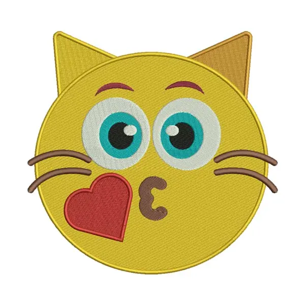 Cat Kissing Emoji Embroidery Design