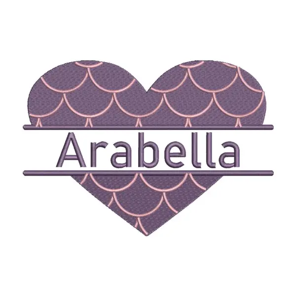 Mermaid Scales Heart Name Embroidery Design