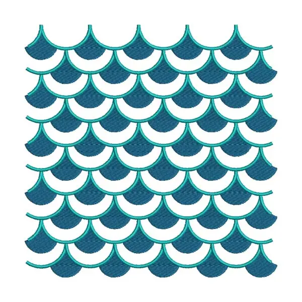 Enchanting Cyan Mermaid Scales Embroidery Design