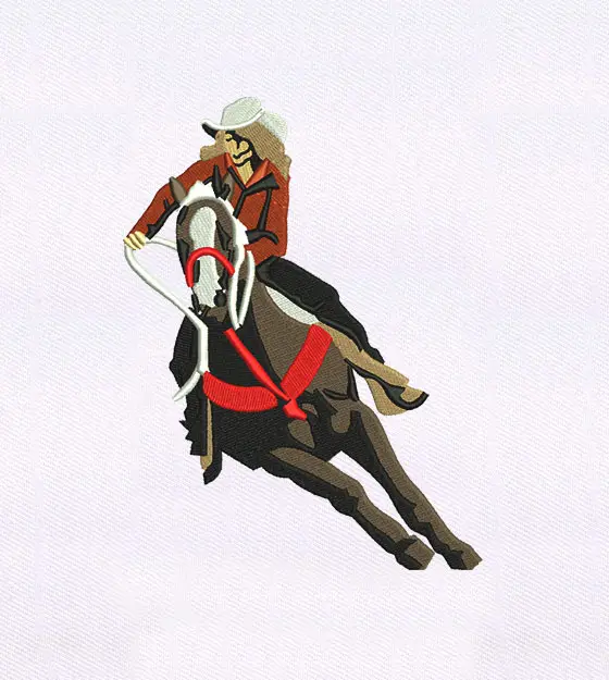 Barrel Racing Cowgirl Embroidery Design