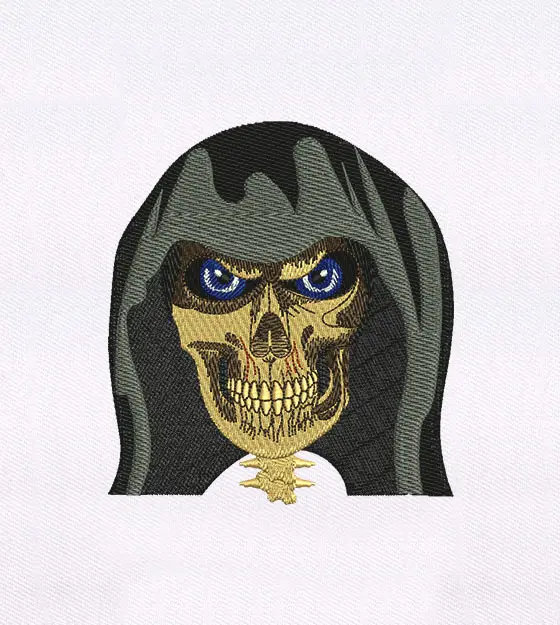 Reaper Skull Embroidery Design