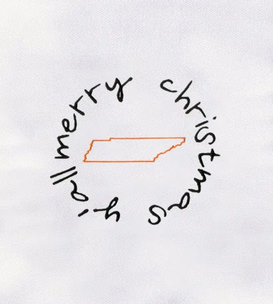 Merry Christmas Y’all Tennessee Outline Embroidery Design