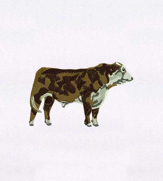 Brown and White Gentle Cow Embroidery Design