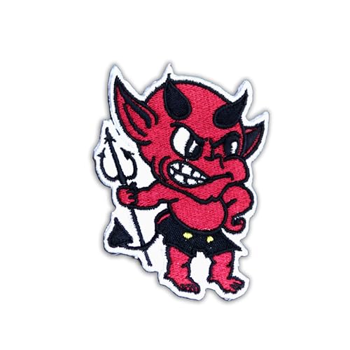 DigitEMB Red Devil Iron On Patch Little Imp Demon Embroidered Applique